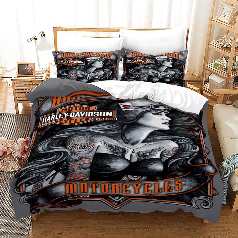 Harley Davidson Bedding Set Cover Design 3D NABL261 GladysClothing