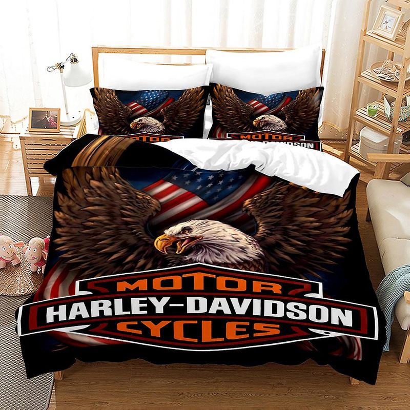 Harley Davidson Bedding Set Cover Design 3D NABL263 GladysClothing