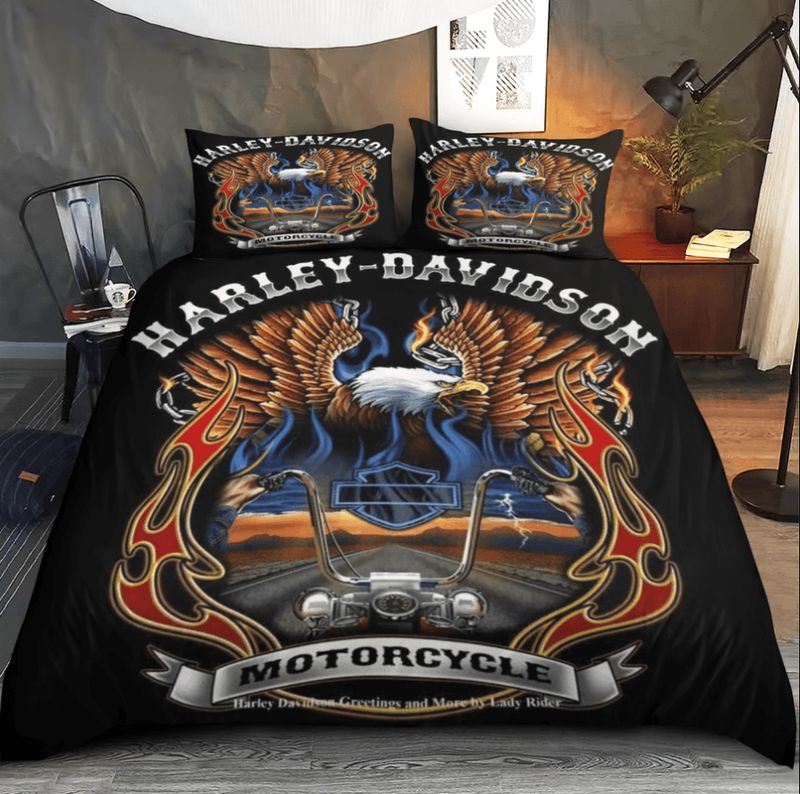 Harley Davidson Bedding Set Cover Design 3D NABL269 GladysClothing