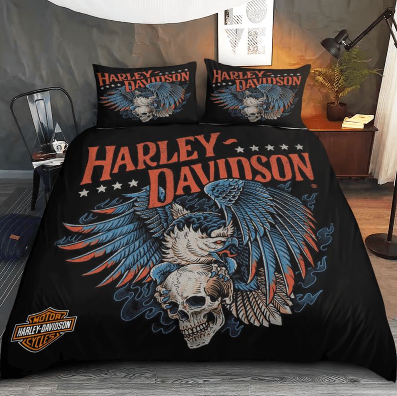 Harley Davidson Bedding Set Cover Design 3D NABL275 GladysClothing