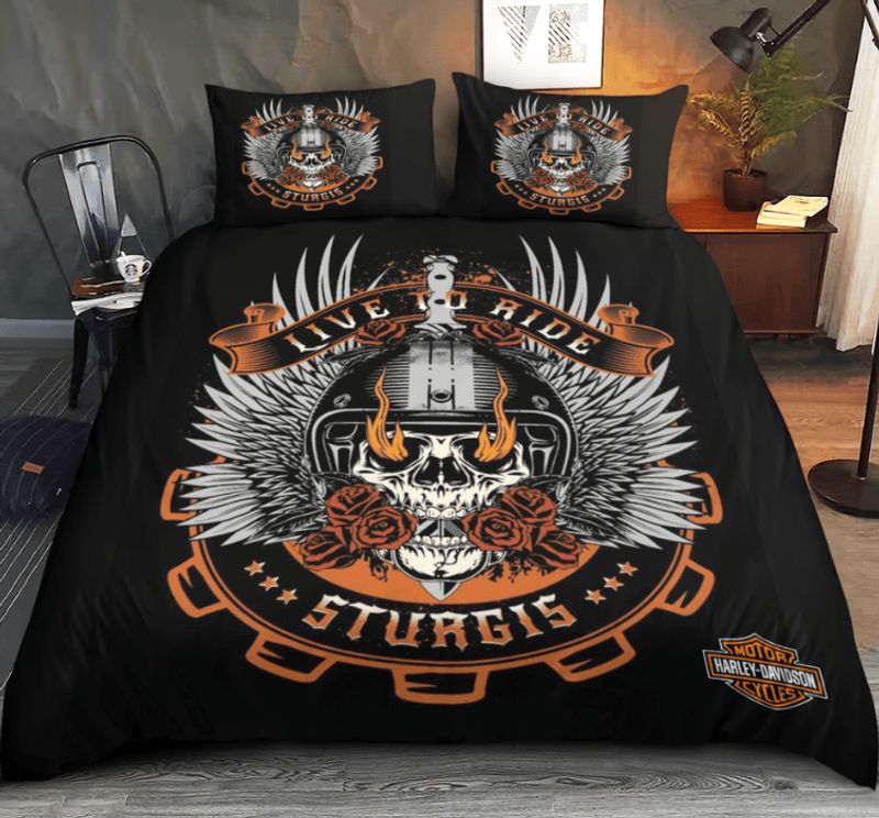 Harley Davidson Bedding Set Cover Design 3D NABL276 GladysClothing