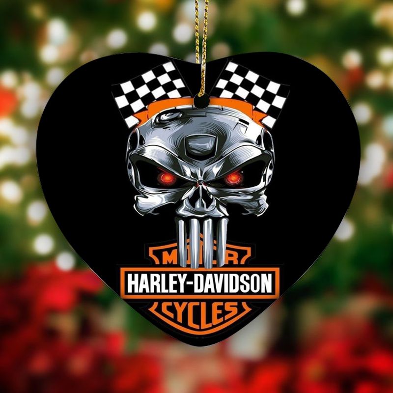 Harley Davidson Motorcycle Ceramic Heart Ornament NABE361