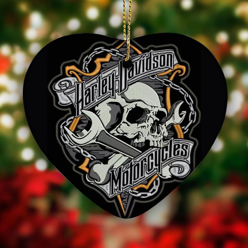 Harley Davidson Motorcycle Ceramic Heart Ornament NABE368