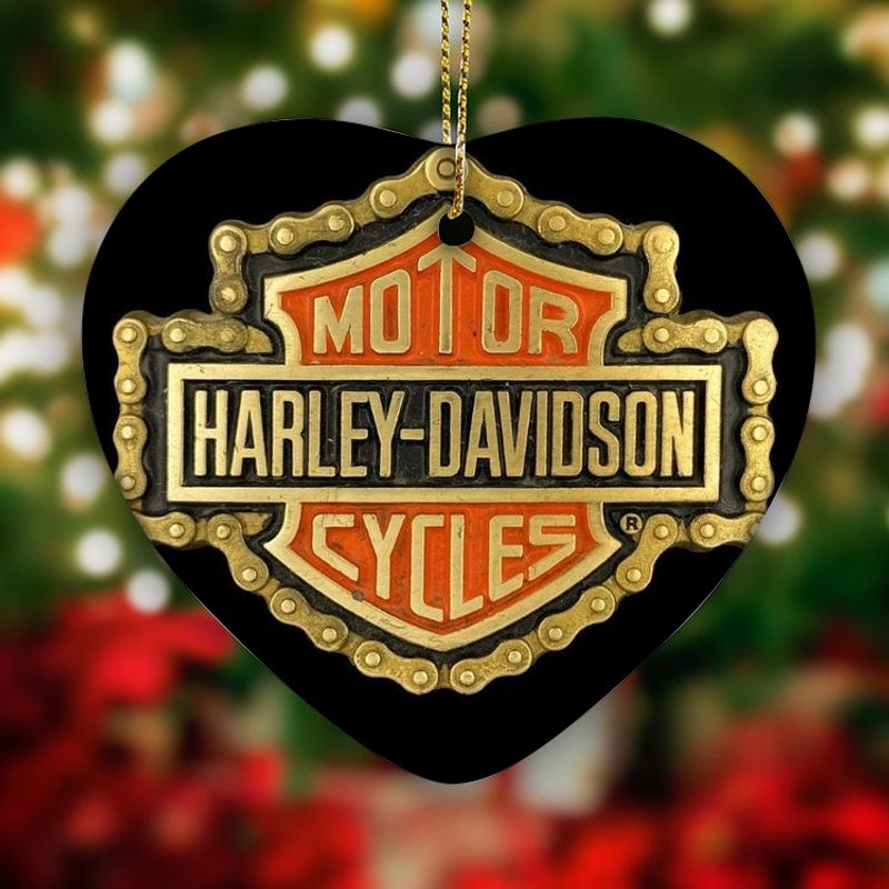 Harley Davidson Motorcycle Ceramic Heart Ornament NABE397