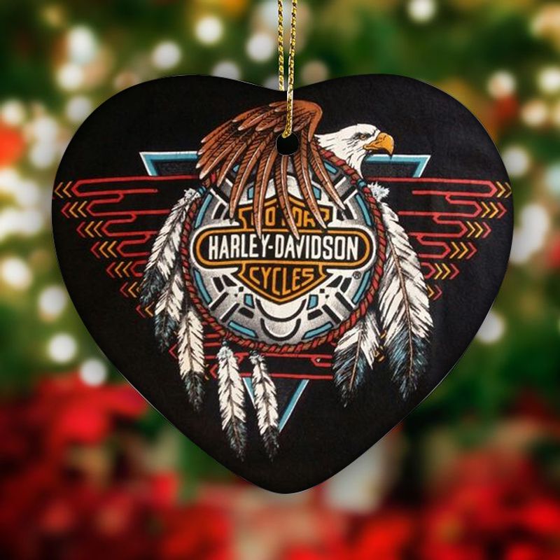 Harley Davidson Motorcycle Ceramic Heart Ornament NABE398