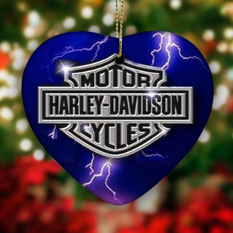 Harley Davidson Motorcycle Ceramic Heart Ornament NABR215