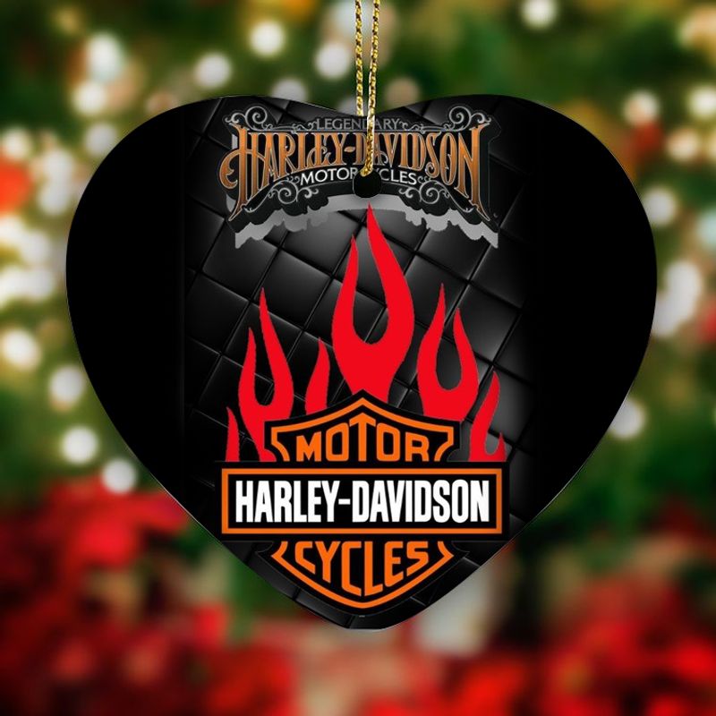 Harley Davidson Motorcycle Ceramic Heart Ornament NABR223
