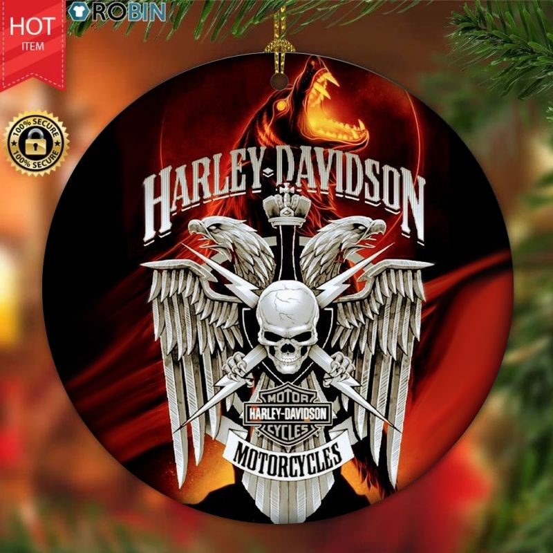 Harley Davidson Motorcycle Ceramic Round Ornament NABE286