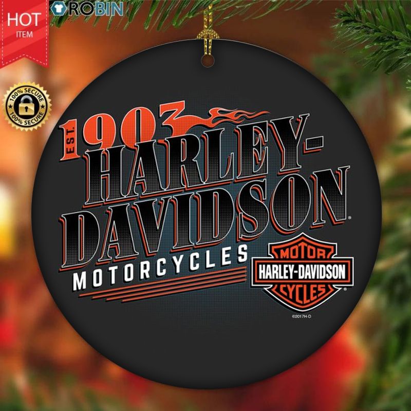 Harley Davidson Motorcycle Ceramic Round Ornament NABE303