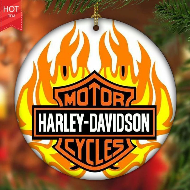 Harley Davidson Motorcycle Ceramic Round Ornament NABE324