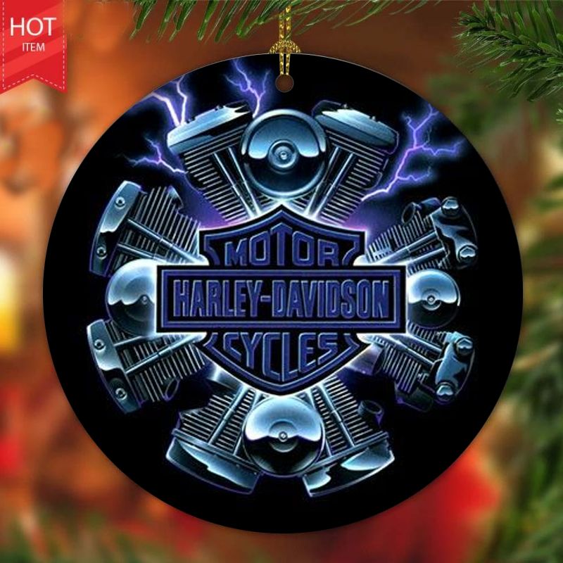 Harley Davidson Motorcycle Ceramic Round Ornament NABE332