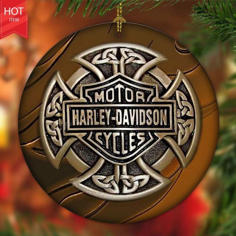 Harley Davidson Motorcycle Ceramic Round Ornament NABE338