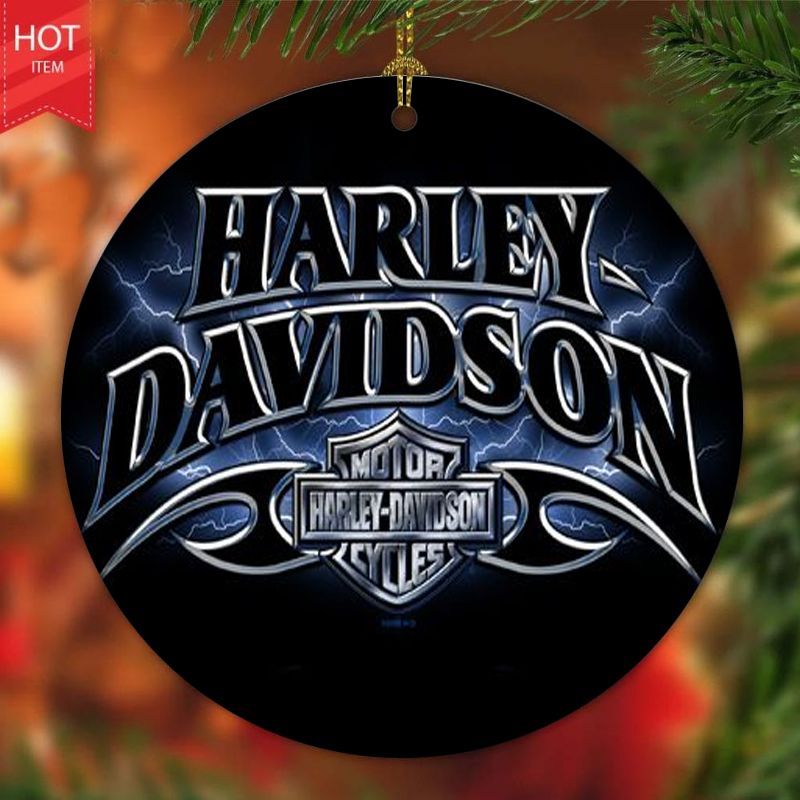 Harley Davidson Motorcycle Ceramic Round Ornament NABE345
