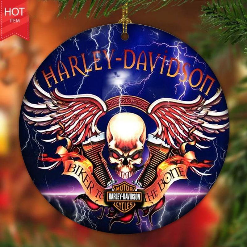 Harley Davidson Motorcycle Ceramic Round Ornament NABE386