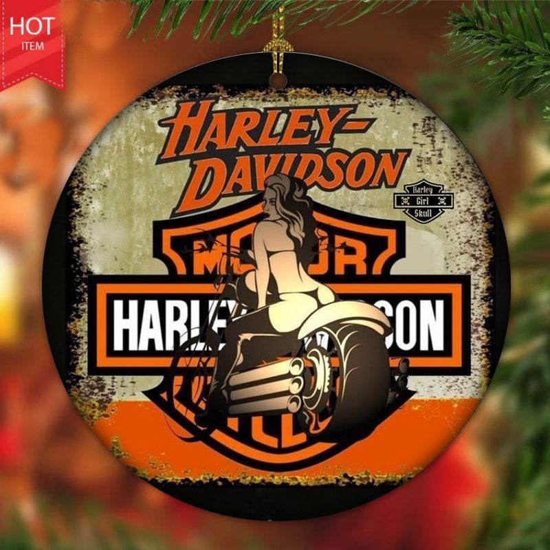 Harley Davidson Motorcycle Ceramic Round Ornament NABE391