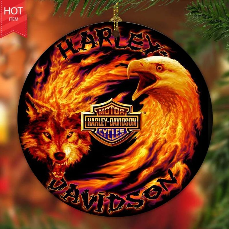 Harley Davidson Motorcycle Ceramic Round Ornament NABE393