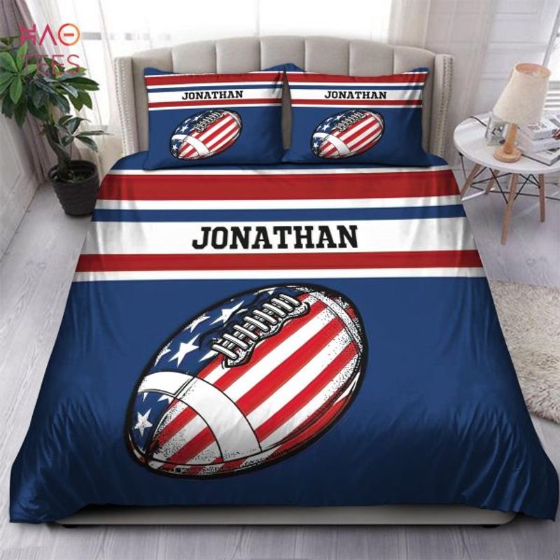Sport Football American Flag Custom Name Bedding Set Cover Design 3D