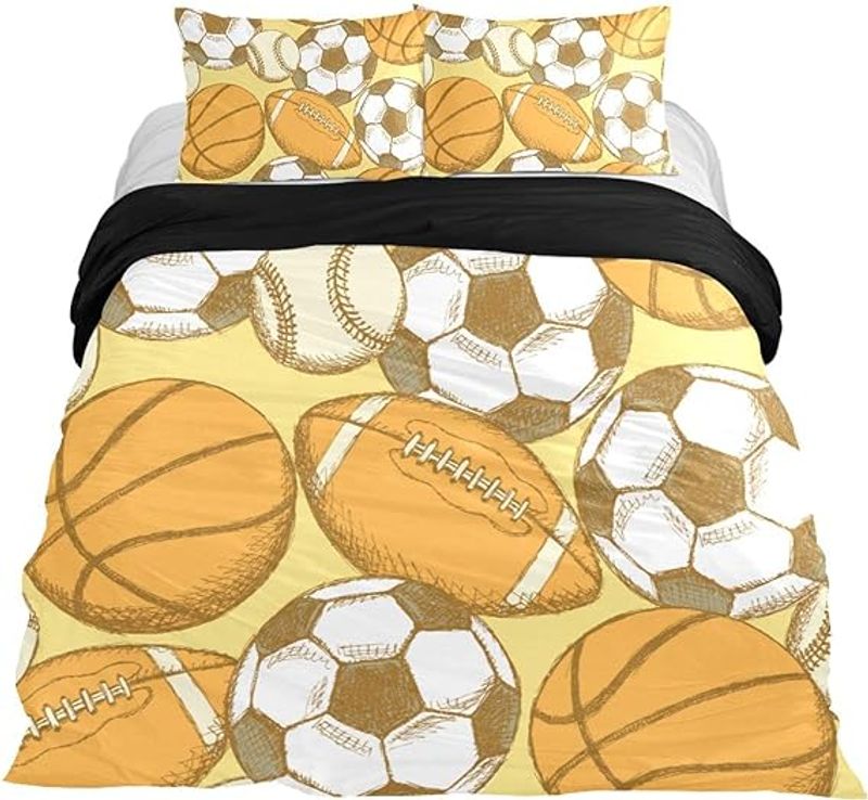 Sport Football Baseball and Basketball Vintage Bedding Set Cover Design