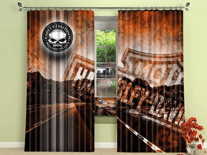Gladyfashion Harley Davidson Curtain Design 3D Full Printed M602071
