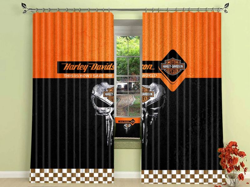 Harley Davidson Curtain Design 3D Full Printed NABB379 GladysClothing