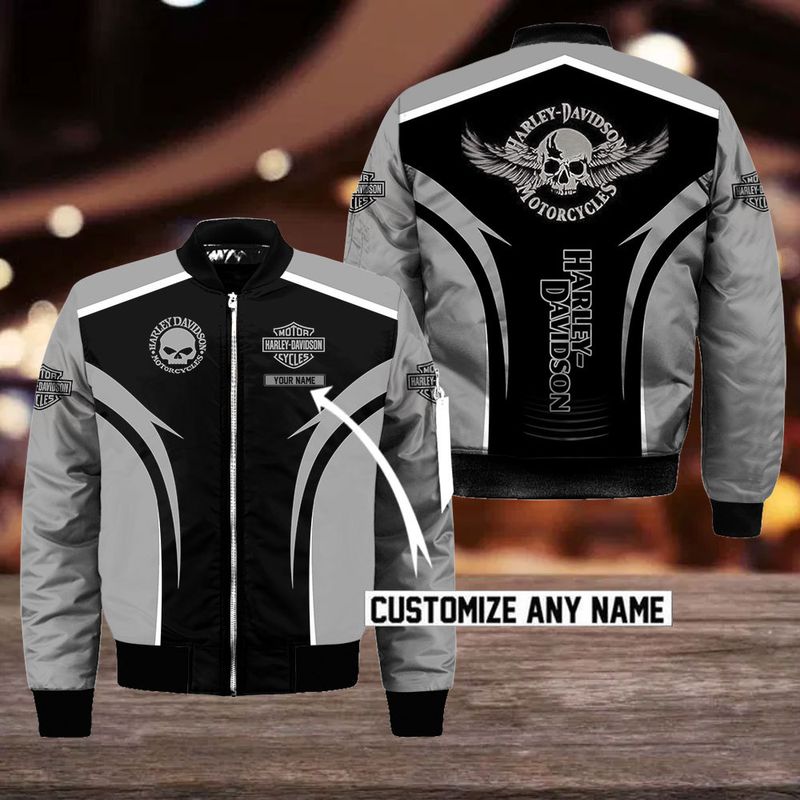 Harley Davidson Custom Name Bomber Jacket Design 3D Full Printed Sizes