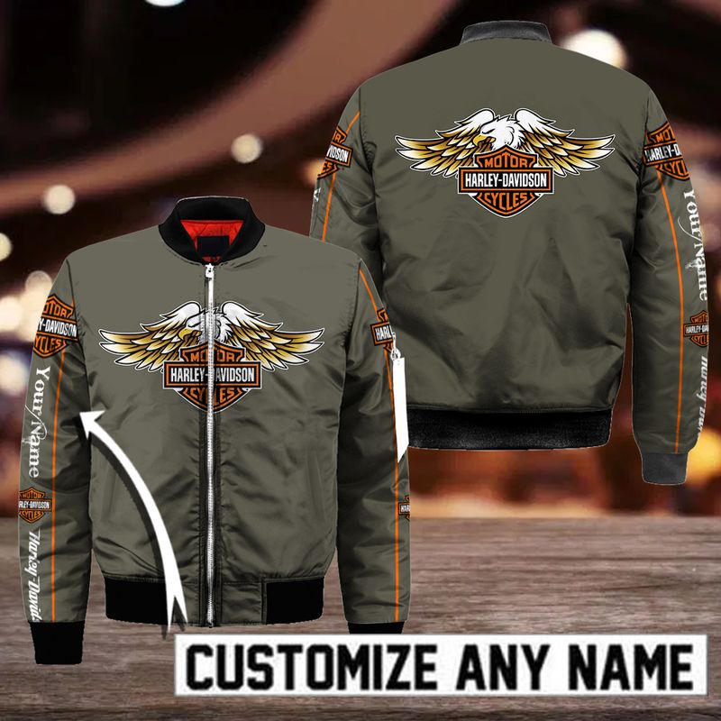 Harley Davidson Custom Name Bomber Jacket Design 3D Full Printed Sizes