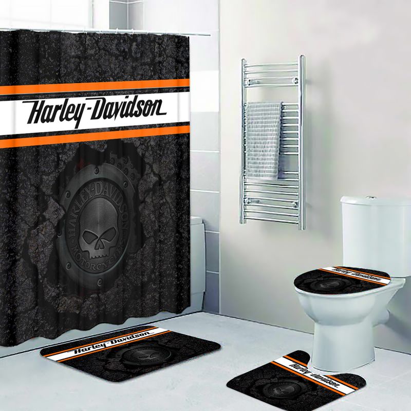 Harley Davidson Motorcycle Bathroom Decor Set M601733BB GladysClothing Print On Demand Store