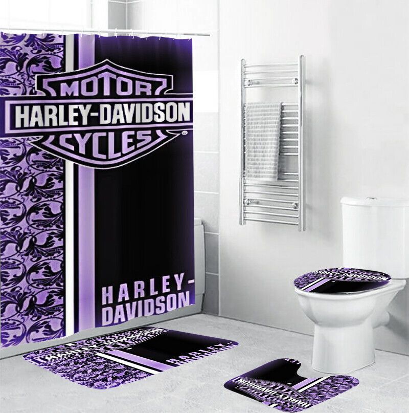 Harley Davidson Motorcycle Bathroom Decor Set NABB19 GladysClothing Print On Demand Store