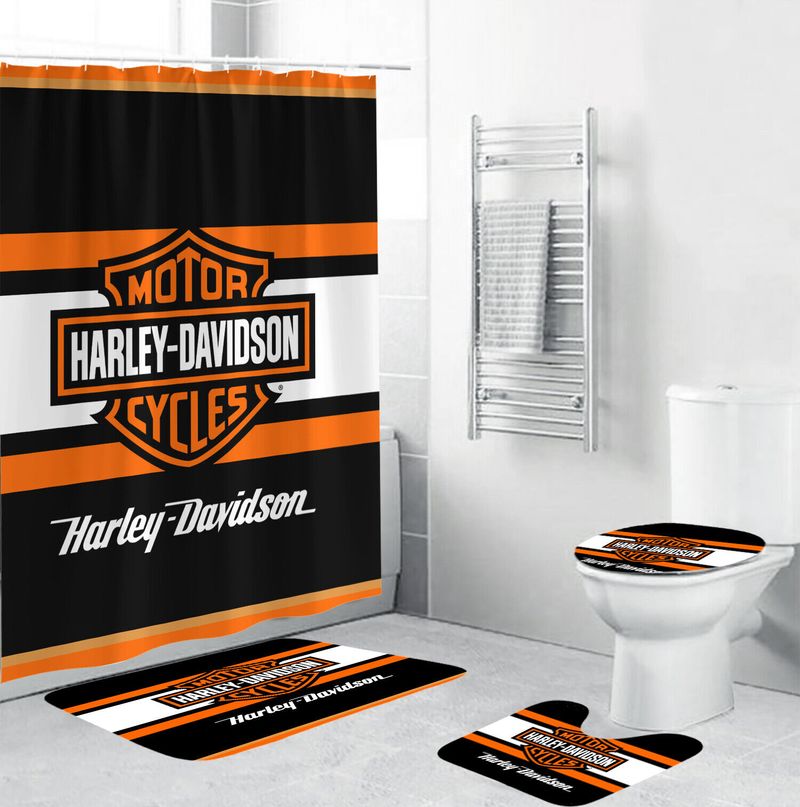 Harley Davidson Motorcycle Bathroom Decor Set NABB26 GladysClothing Print On Demand Store