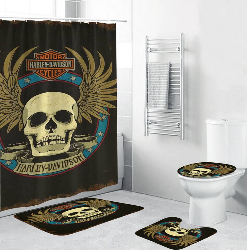 Harley Davidson Motorcycle Bathroom Decor Set NABB40 GladysClothing Print On Demand Store