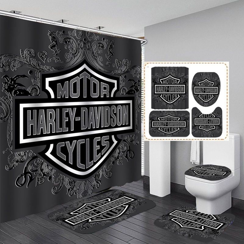 Harley Davidson Motorcycle Bathroom Decor Set NALA94 gladysclothing