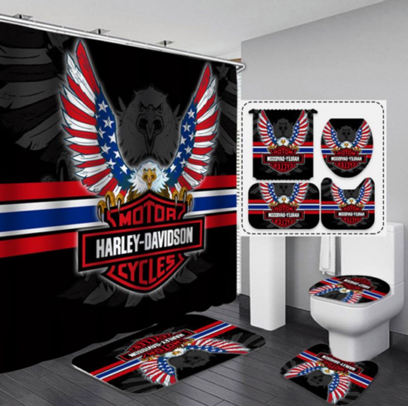 Harley Davidson Motorcycle Bathroom Decor Set NALA95 GladysClothing