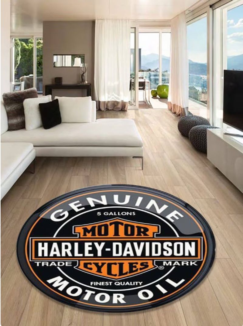 Harley Davidson Motorcycle Round Rug NAGA123 – GladysClothing – Print ...