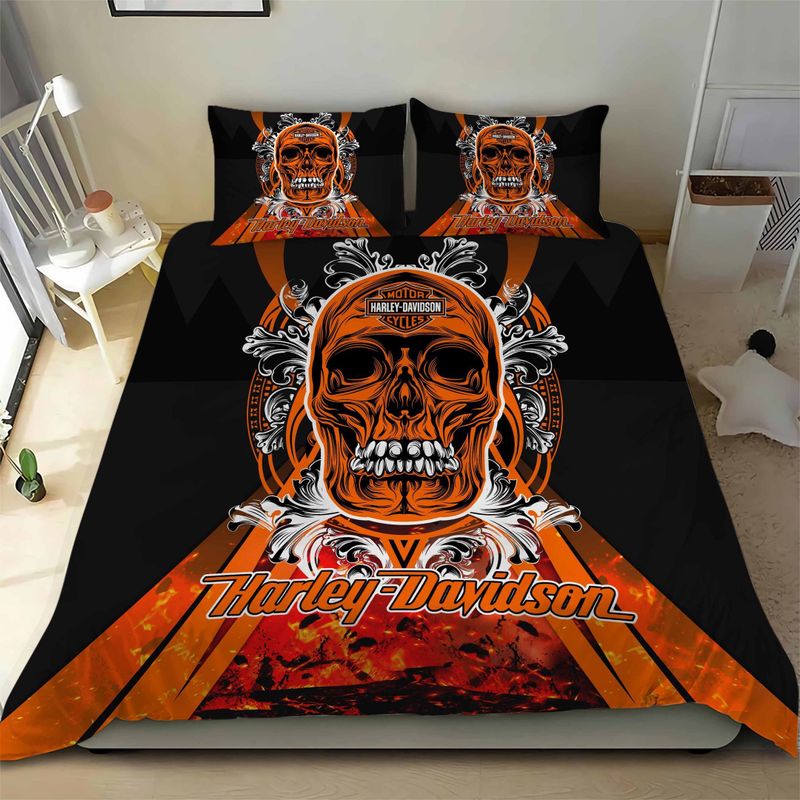 Harley Davidson Skull Bedding Set Cover Design 3D NAAB34