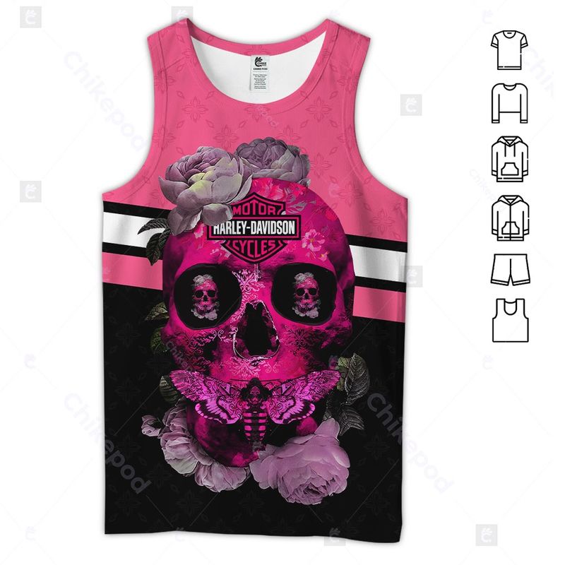 Harley Davidson Tank Top Design 3D Full Printed Sizes S 5XL