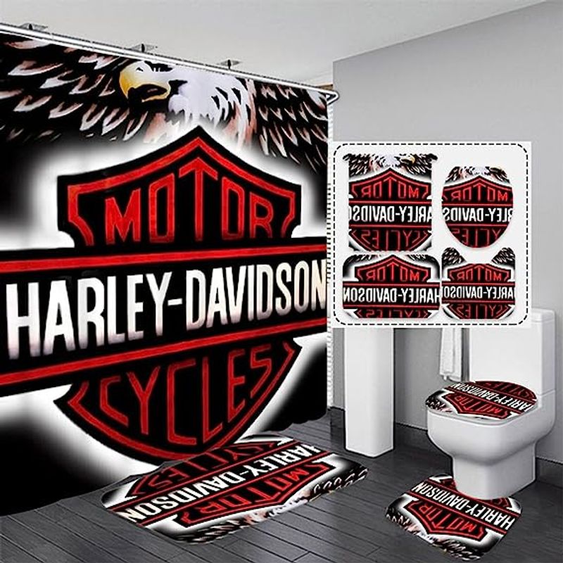 Harley Davidson Motorcycle Bathroom Decor Set NAIA438 GladysClothing