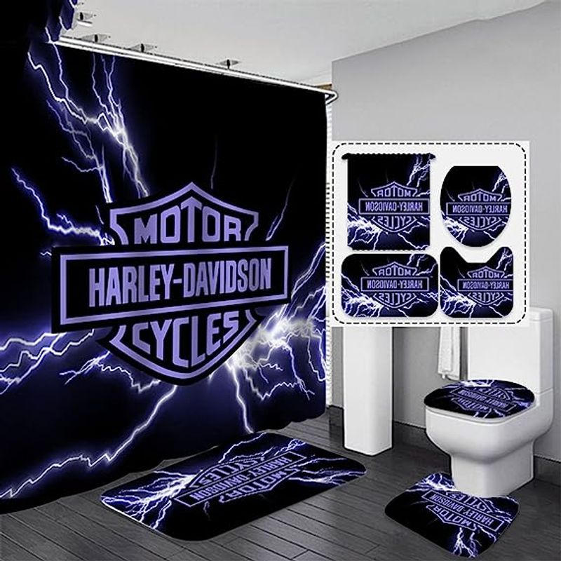 Harley Davidson Motorcycle Bathroom Decor Set NAIA448 GladysClothing