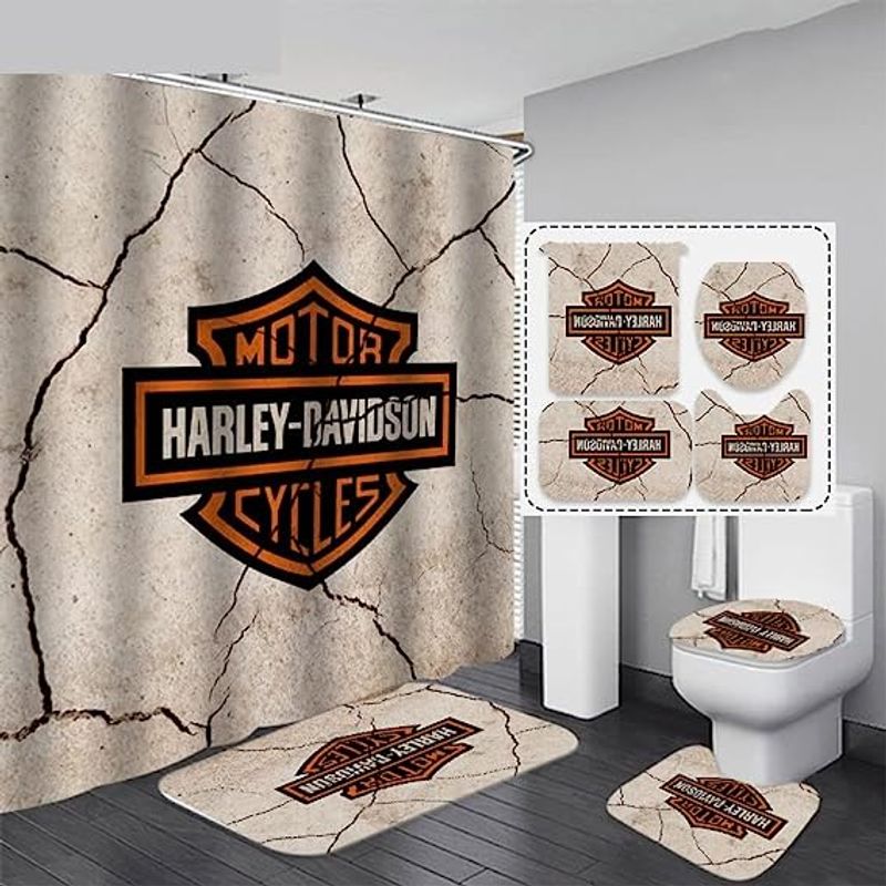 Harley Davidson Motorcycle Bathroom Decor Set NAIA460 GladysClothing Print On Demand Store