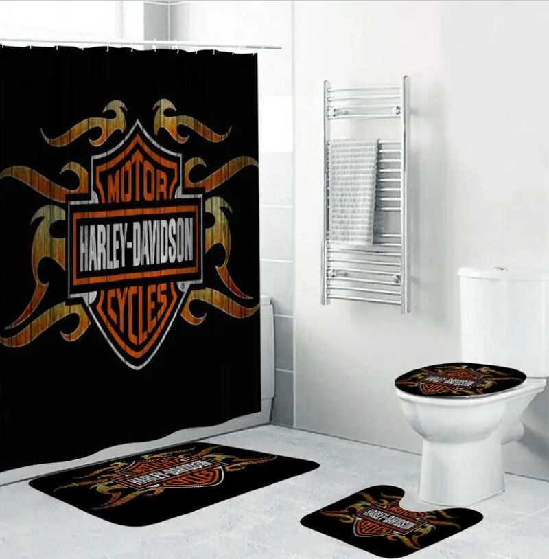 Harley Davidson Motorcycle Bathroom Decor Set NAIA478 GladysClothing Print On Demand Store