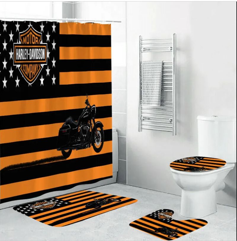 Harley Davidson Motorcycle Bathroom Decor Set NAIA481 GladysClothing Print On Demand Store