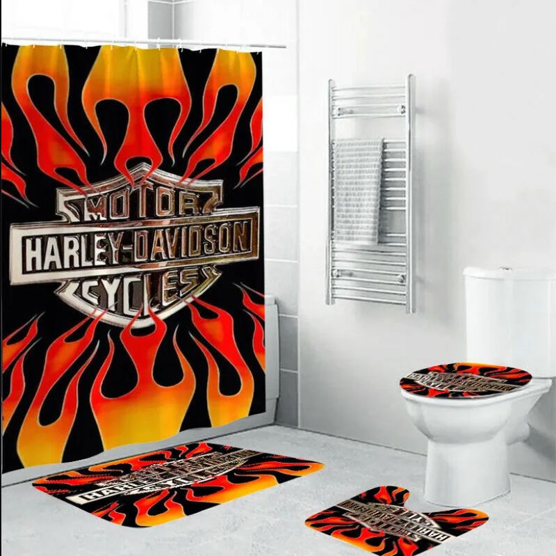 Harley Davidson Motorcycle Bathroom Decor Set NAIA484 GladysClothing