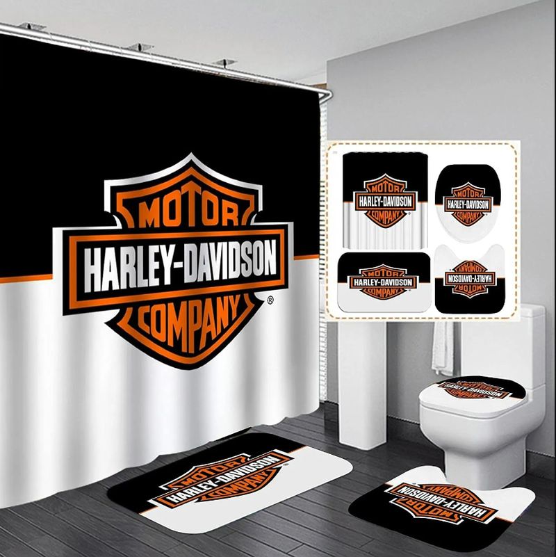 Harley Davidson Motorcycle Bathroom Decor Set NAIA486 GladysClothing Print On Demand Store
