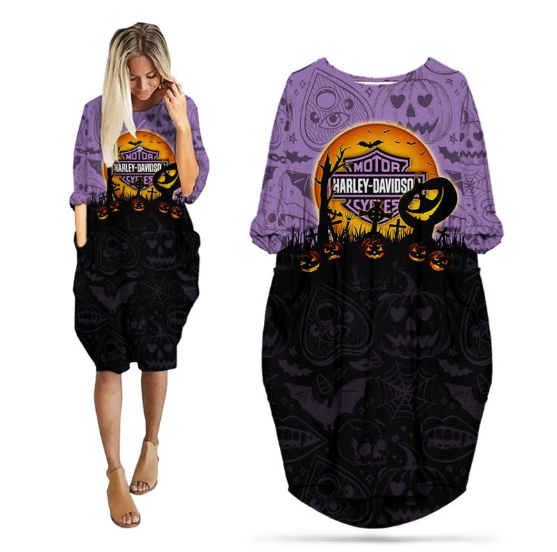 Harley Davidson Motorcycle Batwing Pocket Dress NMAR51 GladysClothing Print On Demand Store