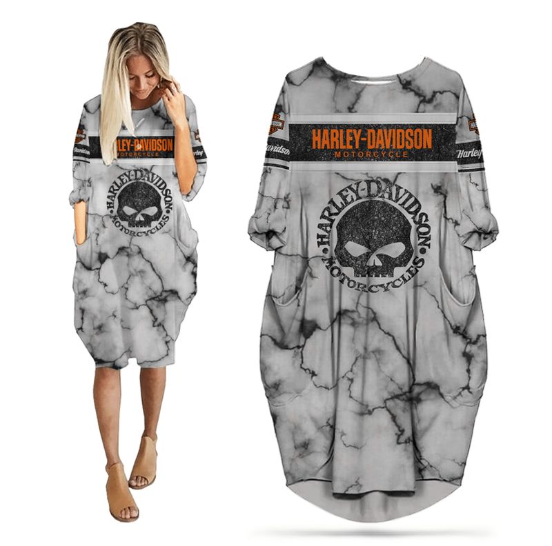Harley Davidson Motorcycle Batwing Pocket Dress NMAR56 GladysClothing Print On Demand Store