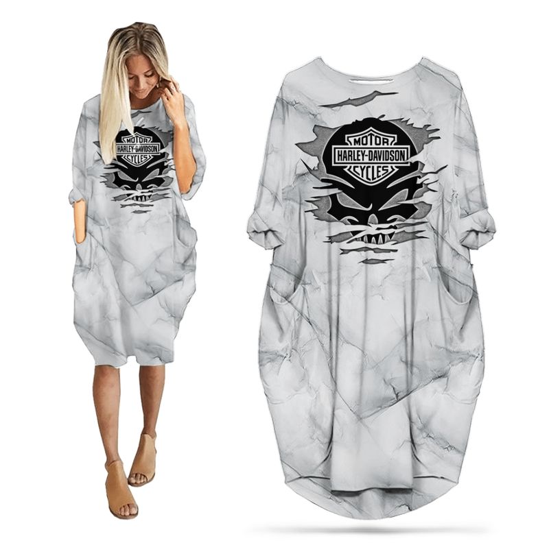 Harley Davidson Motorcycle Batwing Pocket Dress NMAR60 GladysClothing Print On Demand Store