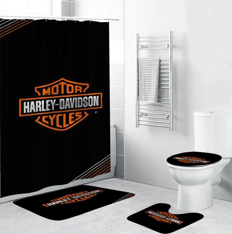 Harley Davidson Motorcycle Bathroom Decor Set NABH177 GladysClothing Print On Demand Store