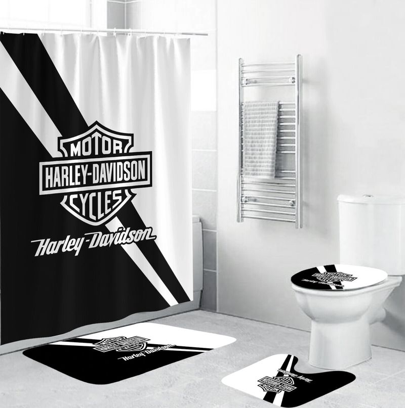 Harley Davidson Motorcycle Bathroom Decor Set NABK323 GladysClothing Print On Demand Store