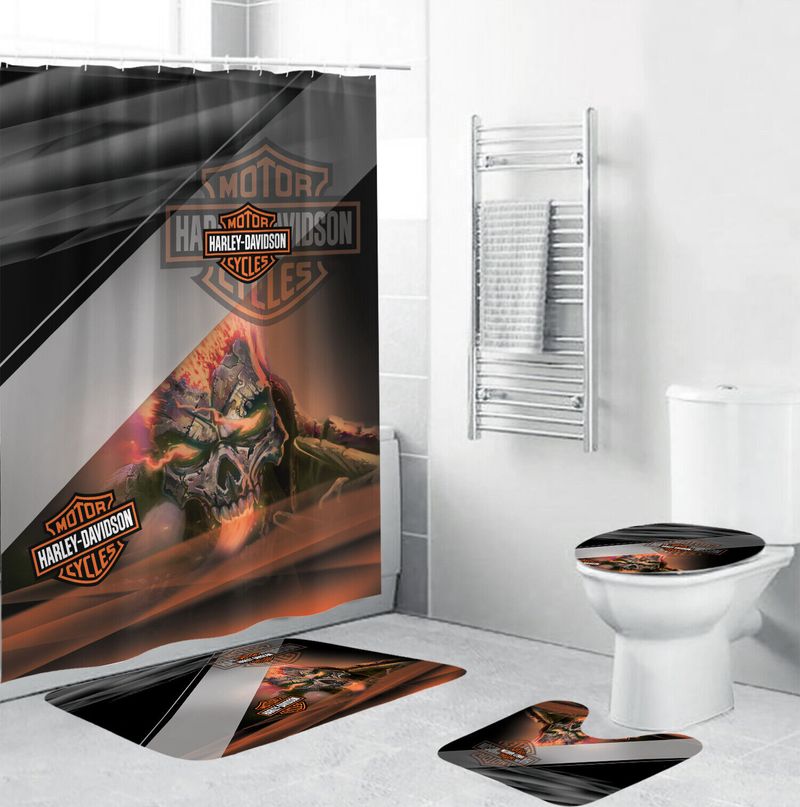 Harley Davidson Motorcycle Bathroom Decor Set NABK327 GladysClothing Print On Demand Store