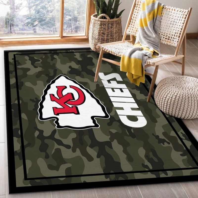 NFL Sport Kansas City Chiefs Camo Rug Home Floor Decor NABJ46