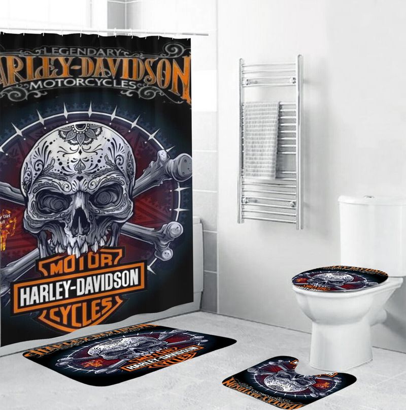 Harley Davidson Motorcycle Bathroom Decor Set NABB28 IboneClothing